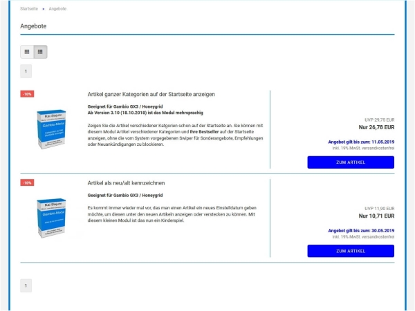 Angebotsende anzeigen-Angebotsliste Ablaufdatum