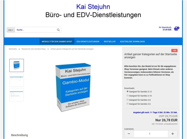 Angebotsende anzeigen-Produktseite Countdown