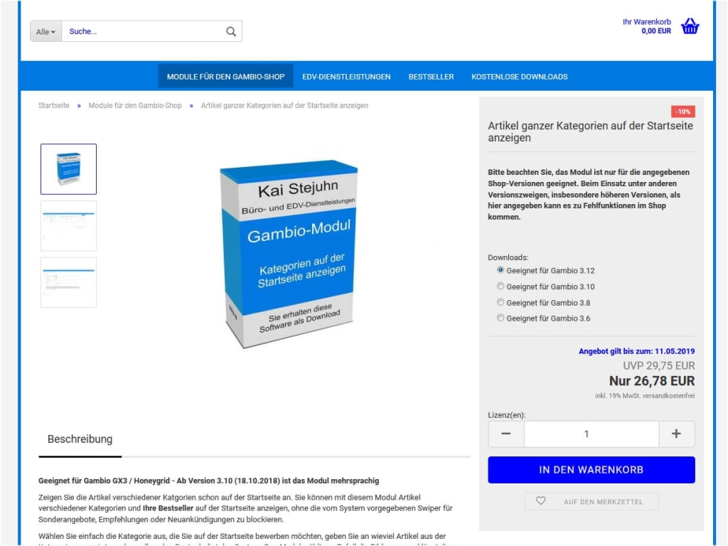 Angebotsende anzeigen-Produktseite Ablaufdatum