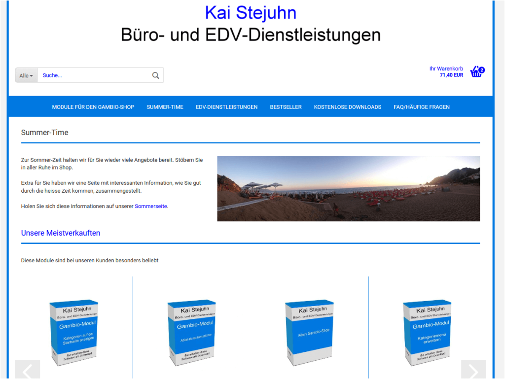 Shopansicht Startseite erweitern Shopansicht Startseite erweitern